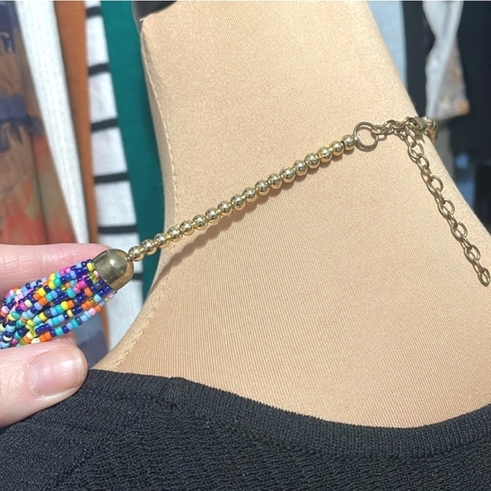 Medallion With Multiple Beaded Strands Statement … - image 5